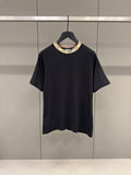 Check Trim Black Cotton T-shirt