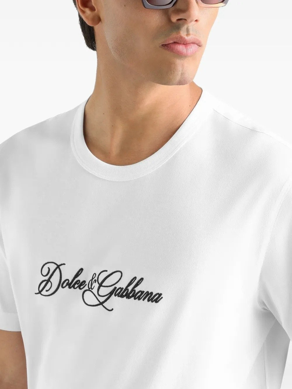 White Logo Embroidered T-shirt