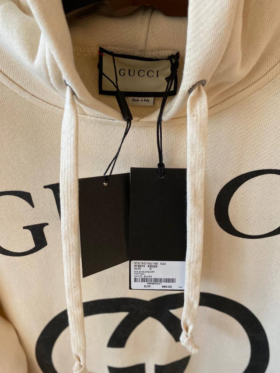 Interlocking G Logo White Oversized Hoodie