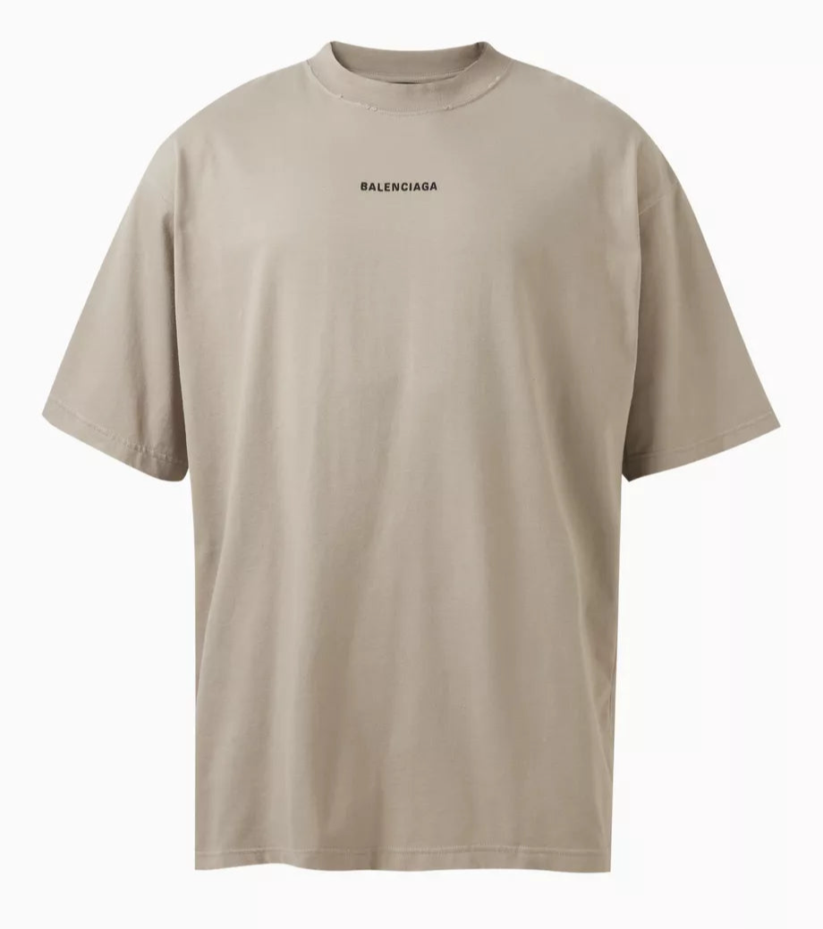 Distressed Effect Beige Oversize T-shirt