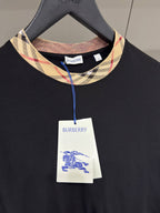 Check Trim Black Cotton T-shirt