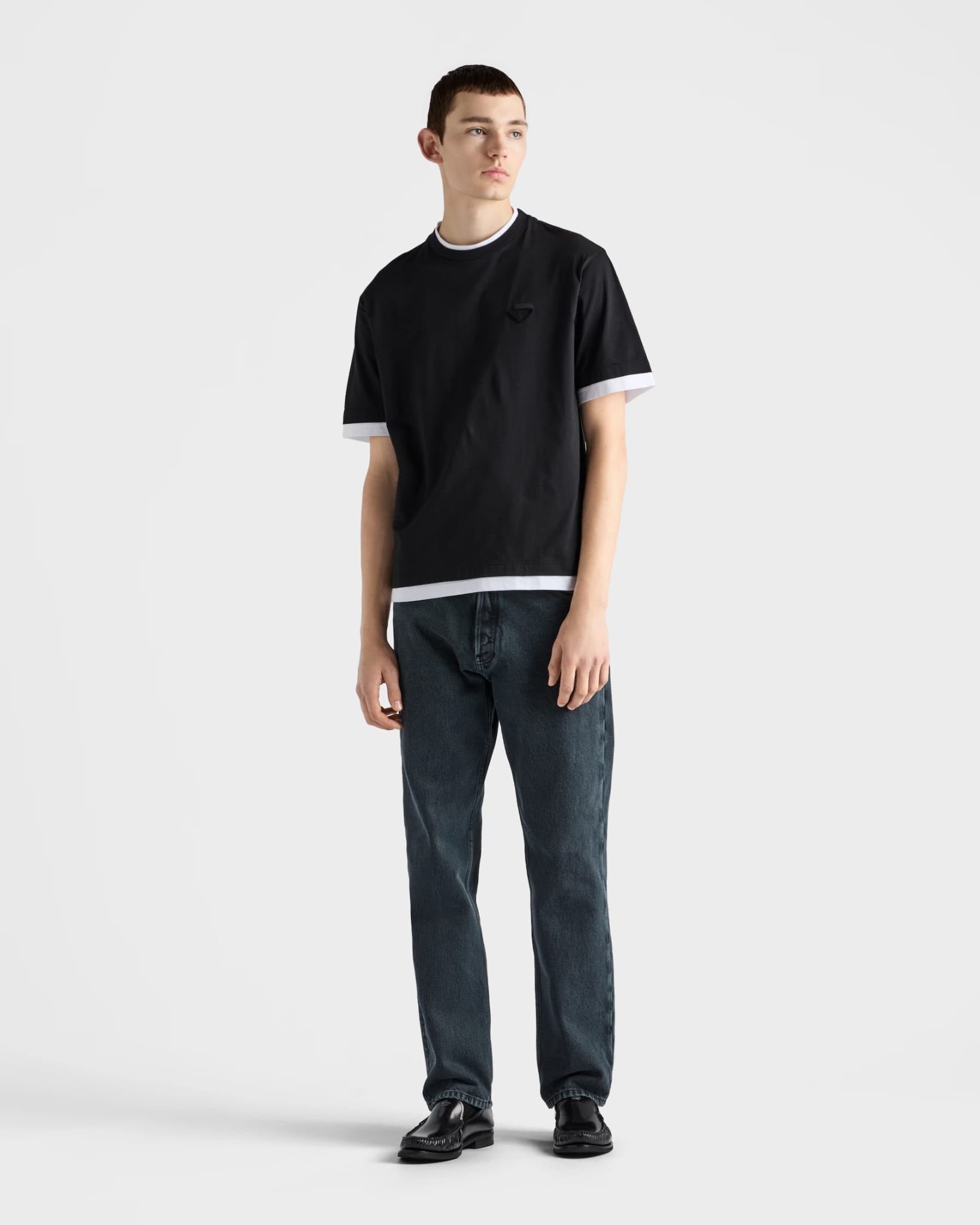 Black And White Layered T-shirt with Triangle Logo