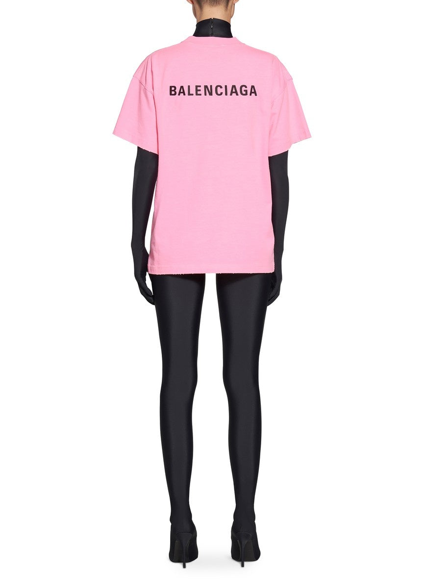 Distressed Effect Pink Oversize T-shirt