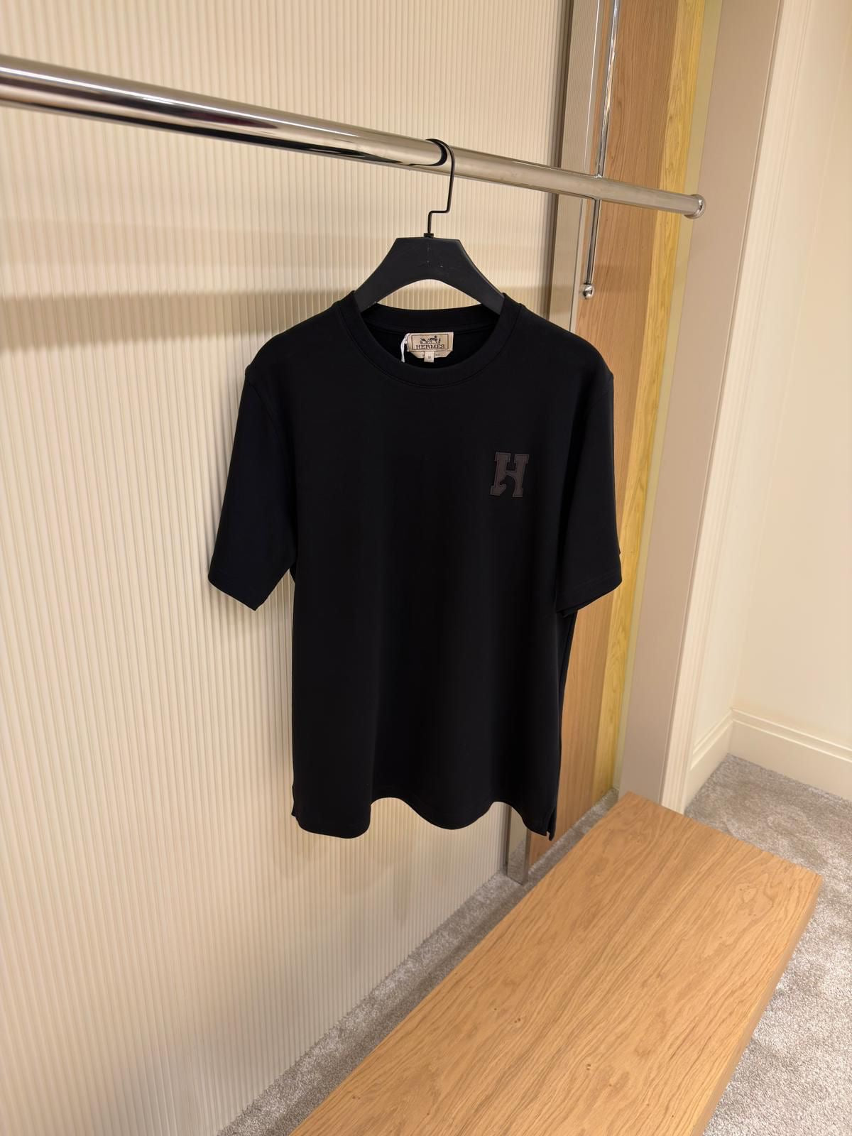 Black Cotton T-shirt with Patch