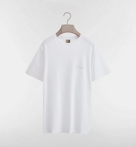 Relaxed fit White T-shirt with Logo Embroidery