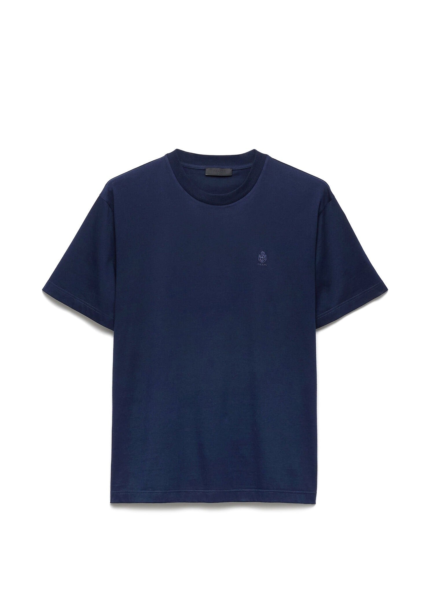 Crest Logo Navy Blue Cotton T-shirt