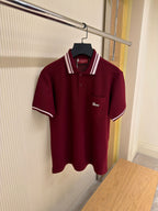 Wine Red Logo-Embroidered Piqué Polo