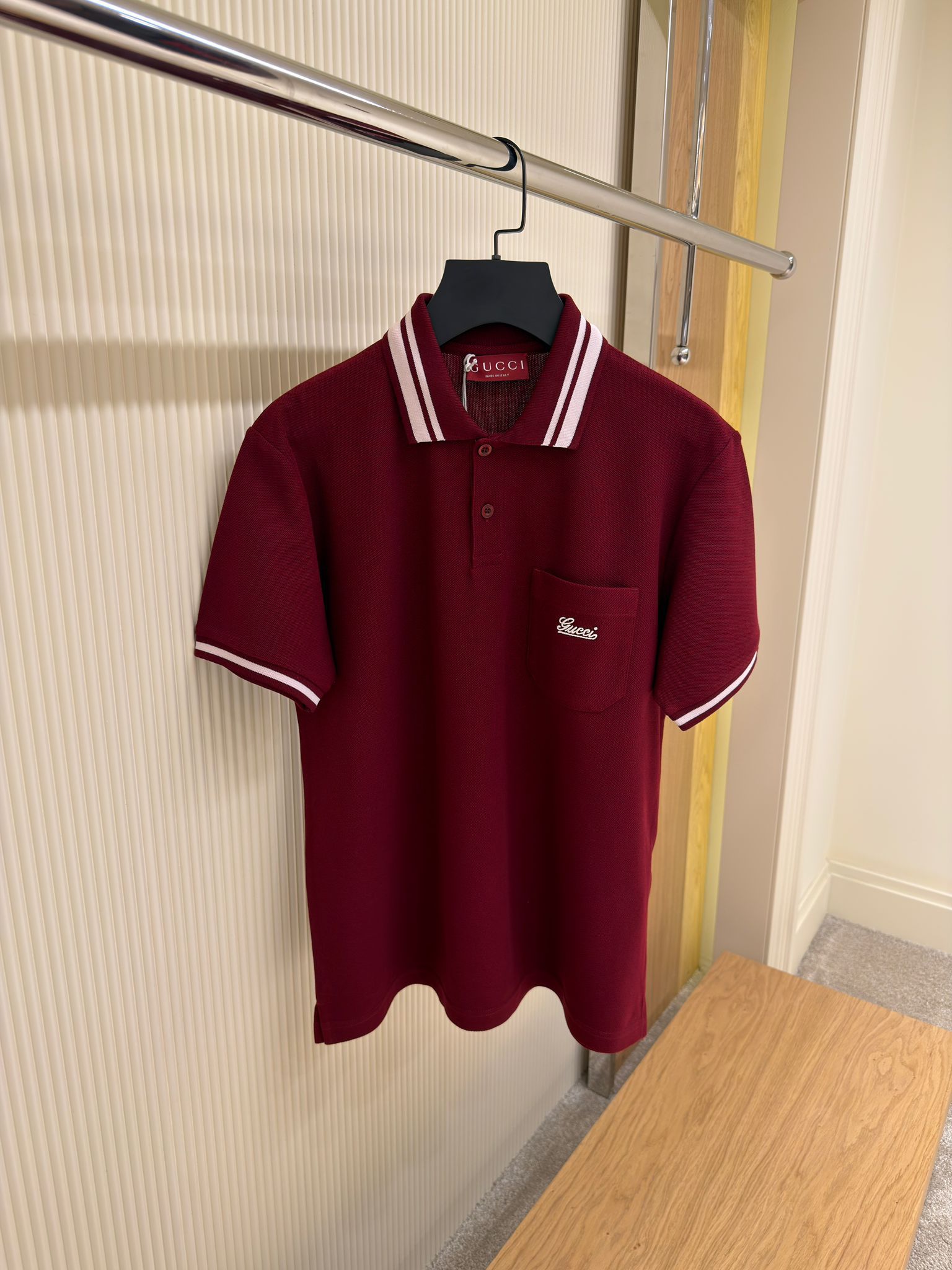 Wine Red Logo-Embroidered Piqué Polo