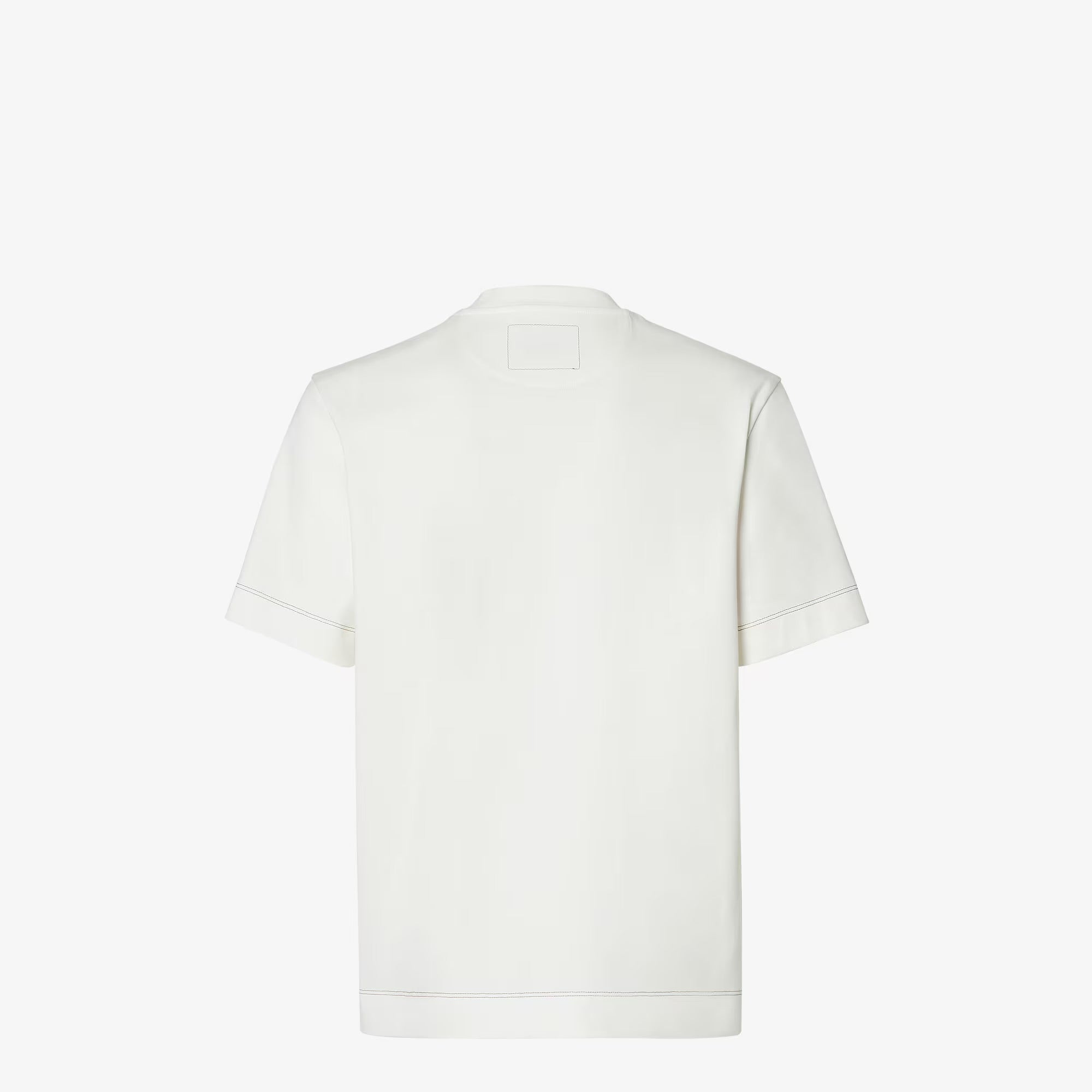 White T-shirt with Leather Patch Pocket