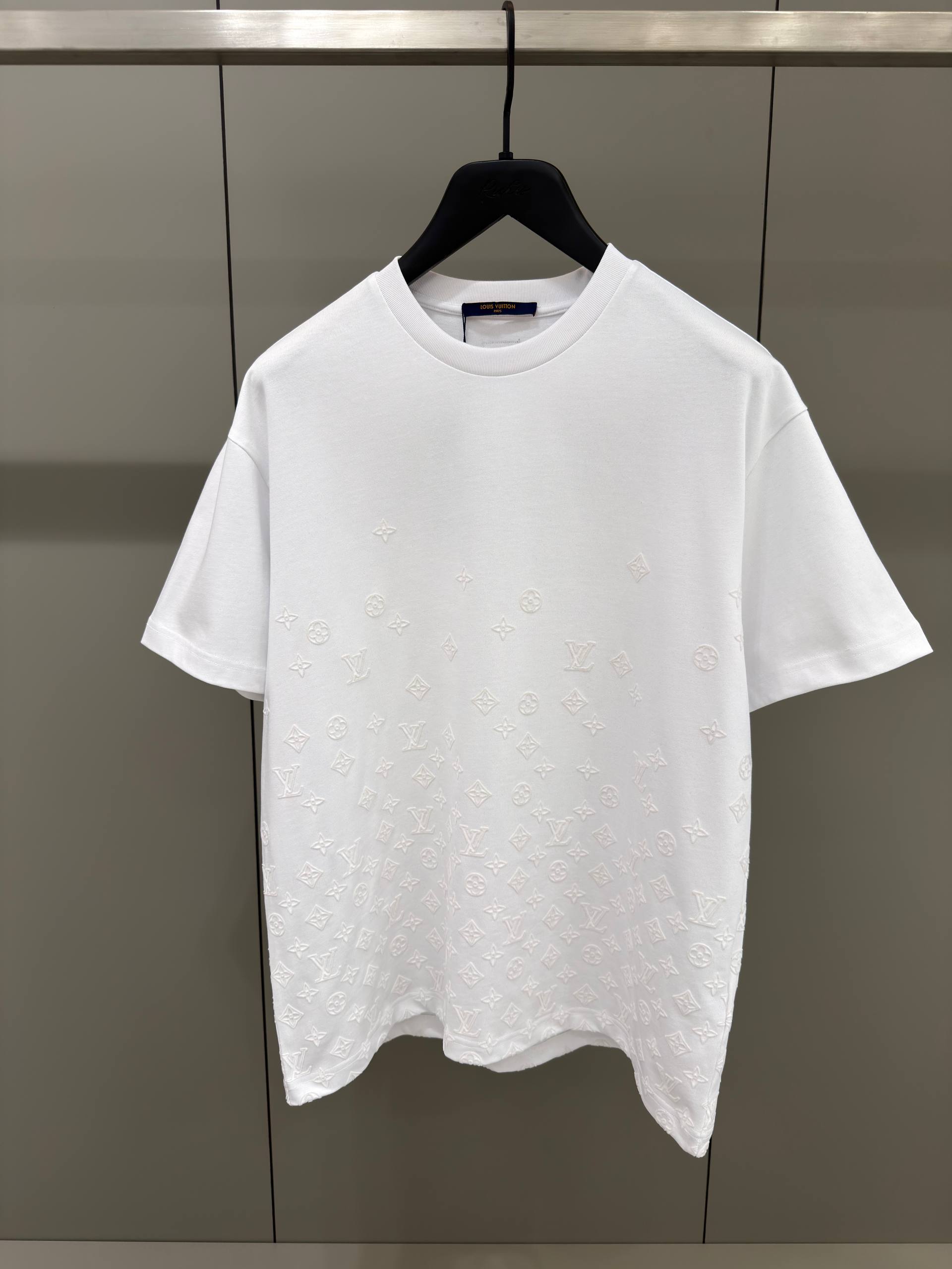 Flock Print Monogram Gradient White T-shirt