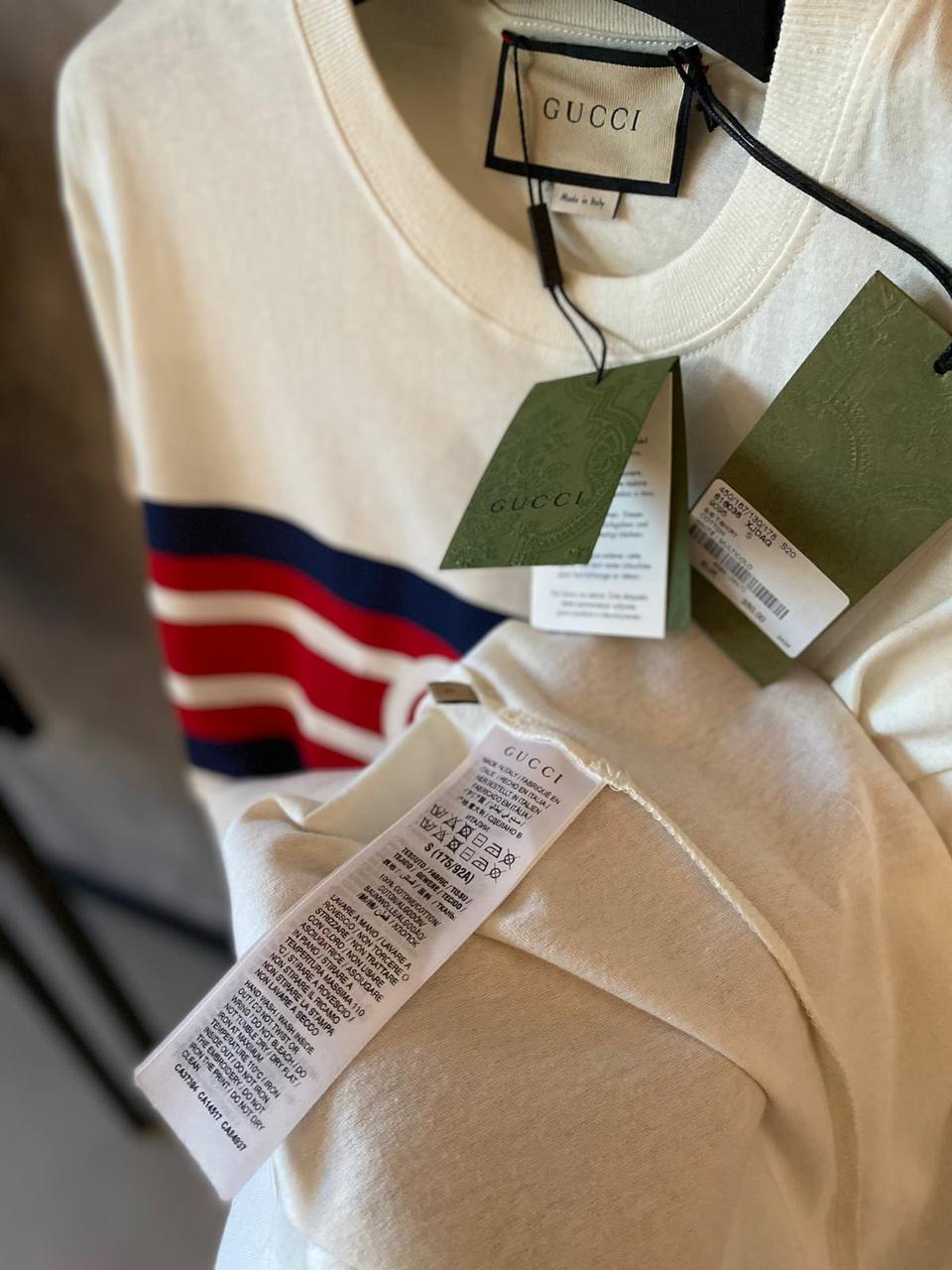 Interlocking G stripe White Oversize T-shirt