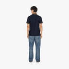 Cotton Piqué Navy Polo shirt with Embroidery
