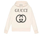 Interlocking G Logo White Oversized Hoodie