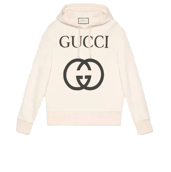 Interlocking G Logo White Oversized Hoodie