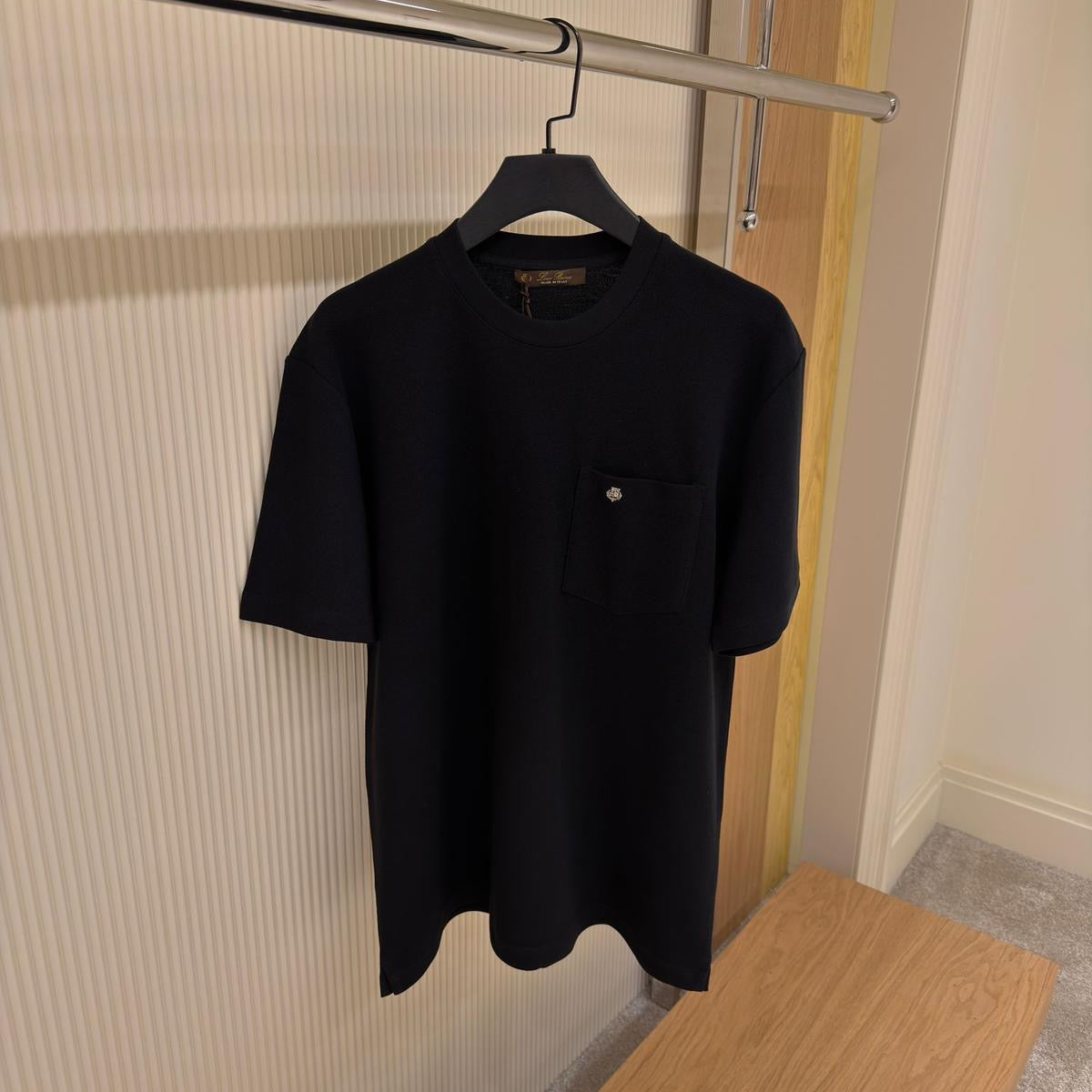 Black Cotton T-shirt with Pocket
