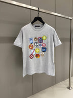 Signature Patches Grey Cotton T-shirt