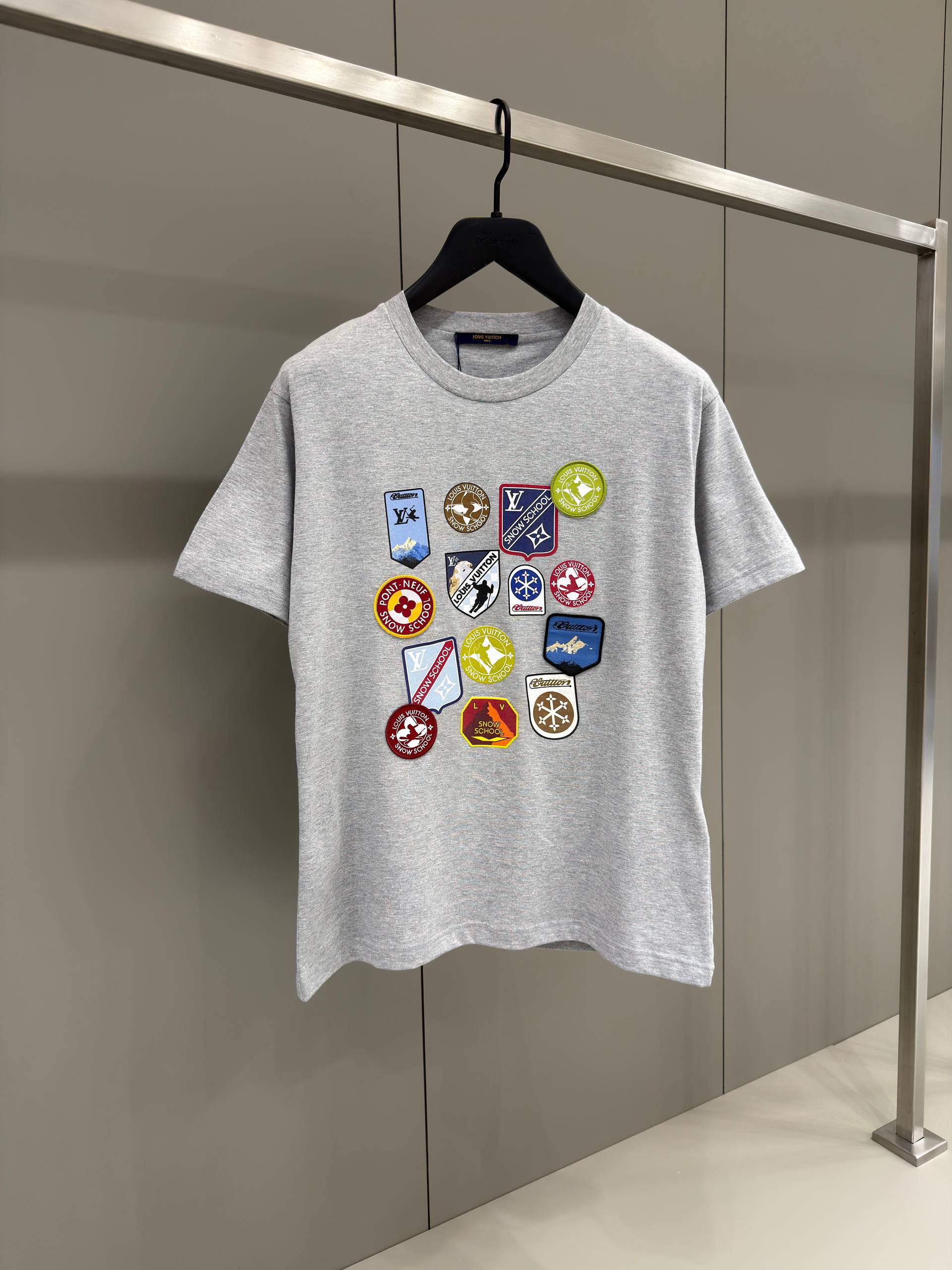 Signature Patches Grey Cotton T-shirt