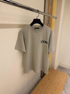 Beige Cotton T-shirt with L.V.M Embroidery