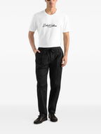 White Logo Embroidered T-shirt