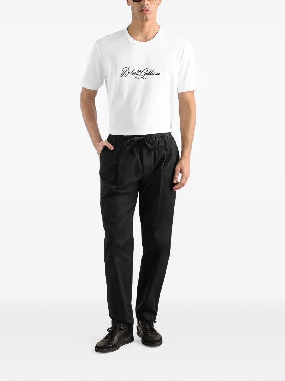 White Logo Embroidered T-shirt