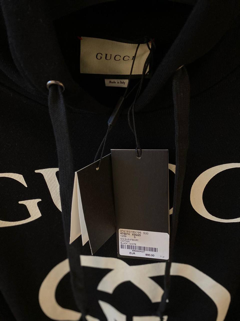 Interlocking G Logo Black Oversized Hoodie