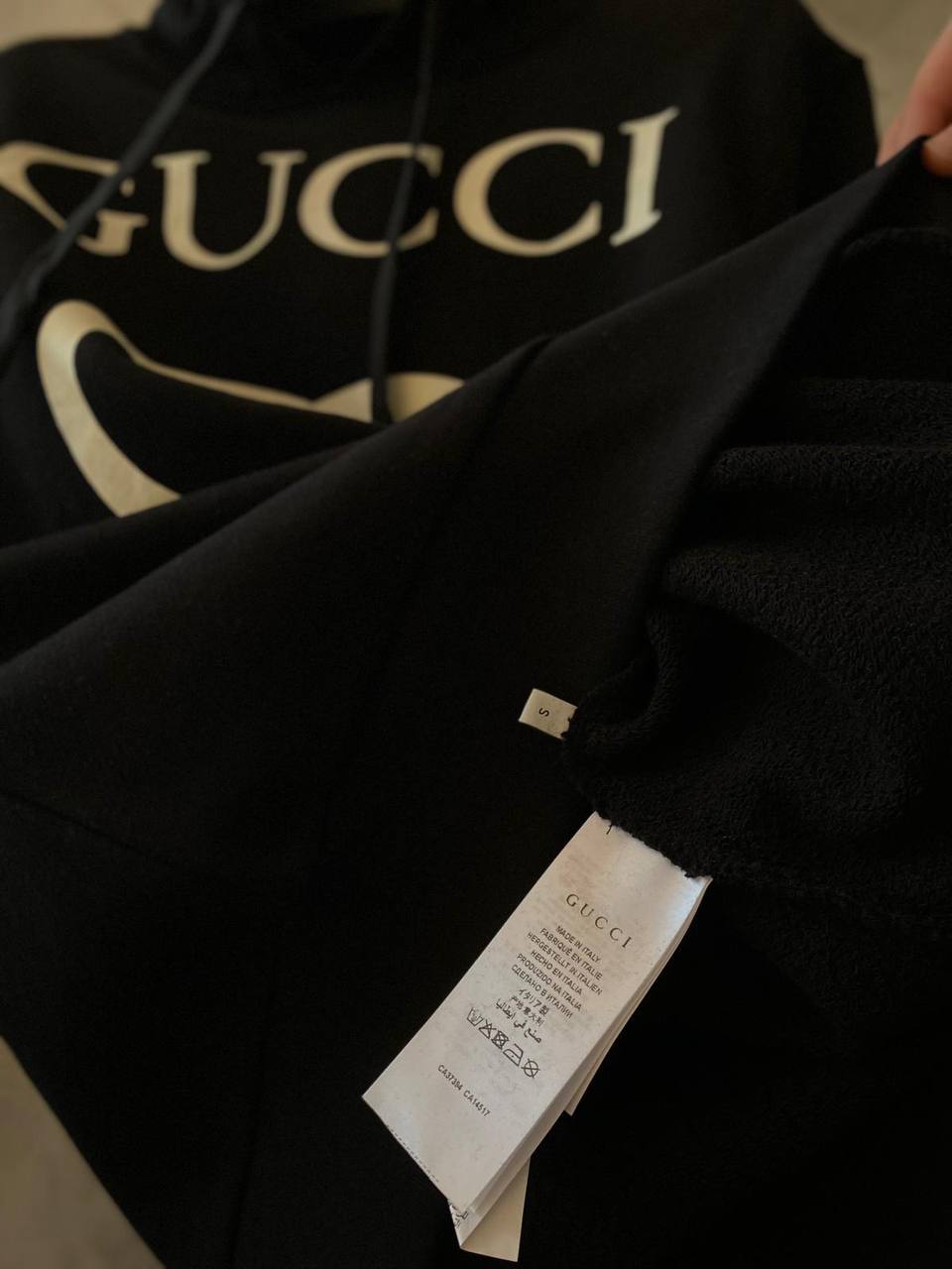 Interlocking G Logo Black Oversized Hoodie