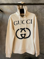 Interlocking G Logo White Oversized Hoodie