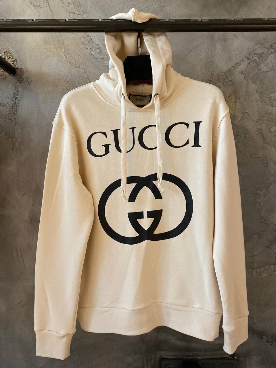 Interlocking G Logo White Oversized Hoodie