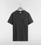 Grey T-shirt with Pocket and Leather Patch