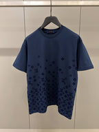 Flock Print Monogram Gradient Navy Blue T-shirt