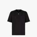 Black Cotton T-shirt with Metal FF Appliqué