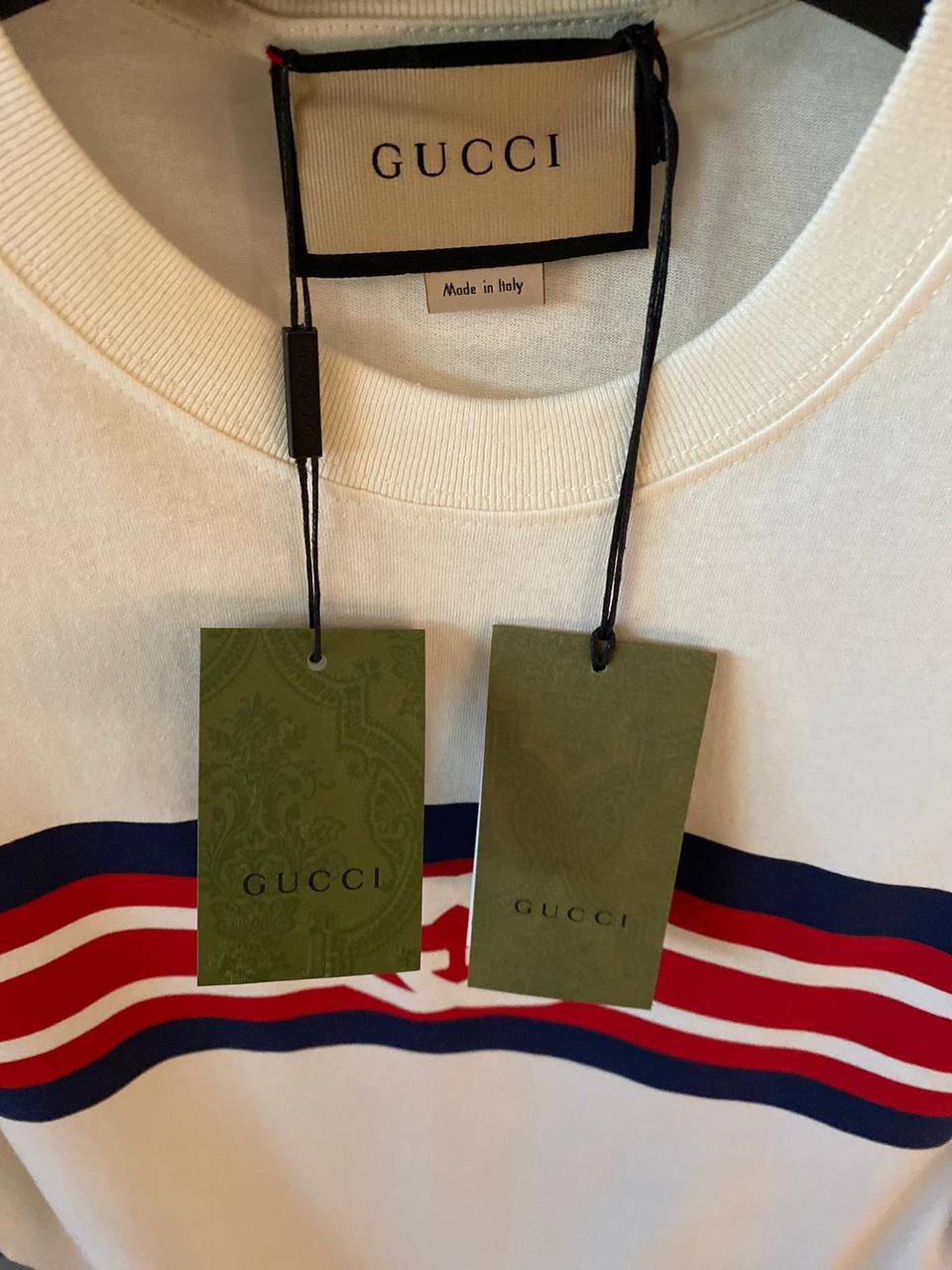 Interlocking G stripe White Oversize T-shirt