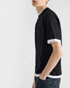 Black And White Layered T-shirt with Triangle Logo