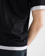 Black And White Layered T-shirt with Triangle Logo