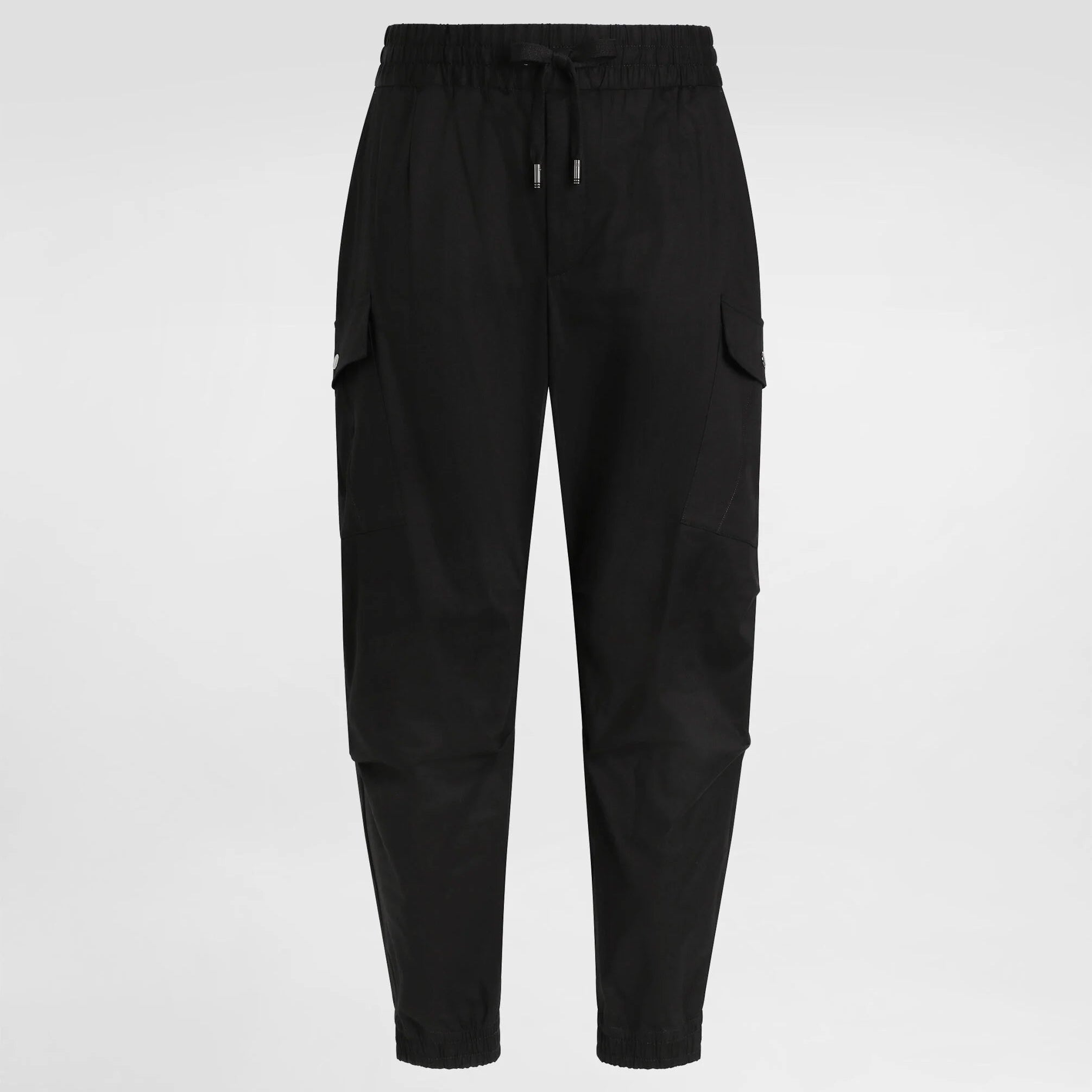 Black Cotton Cargo Pants with Branded Tag