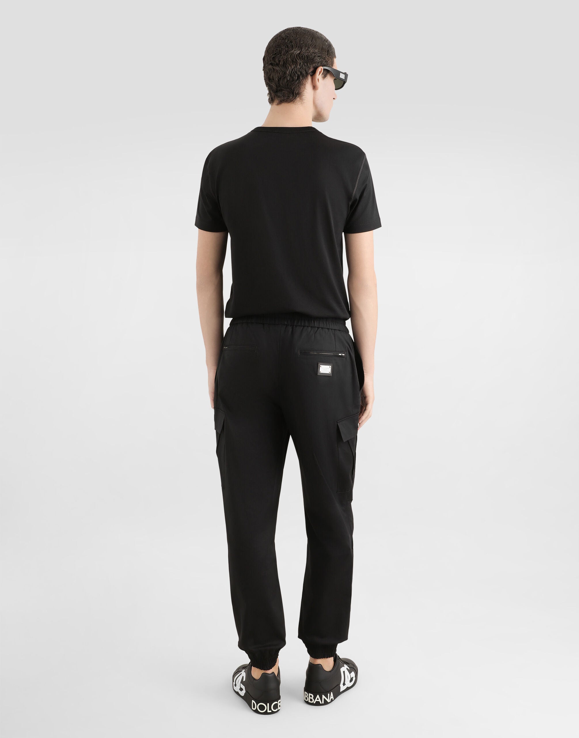 Black Cotton Cargo Pants with Branded Tag