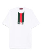 White Cotton Jersey T-shirt with a Web Print