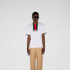 White Cotton Jersey T-shirt with a Web Print