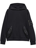 Black Cotton Hoodie with Pockets