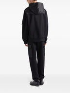 Black Cotton Hoodie with Pockets