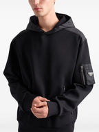 Black Cotton Hoodie with Pockets