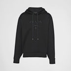 Logo Print Cotton Black Hoodie