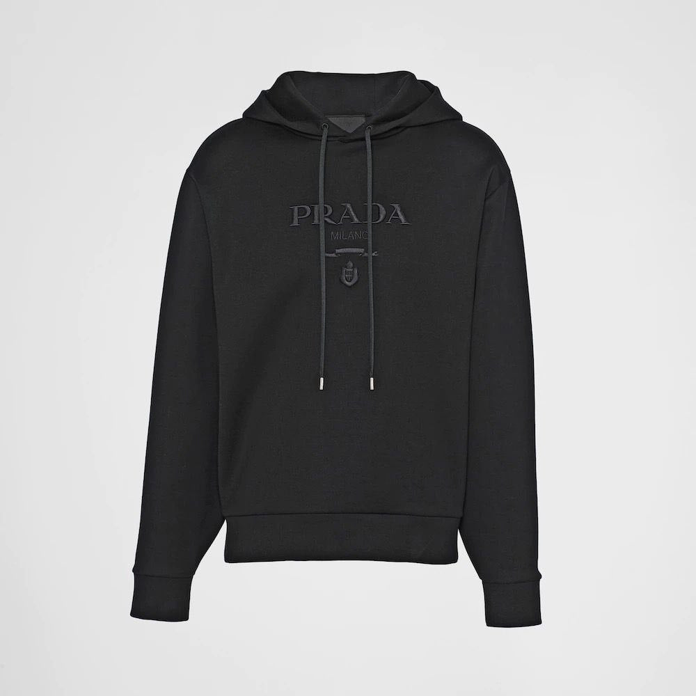 Logo Print Cotton Black Hoodie