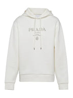 Logo Print Cotton White Hoodie