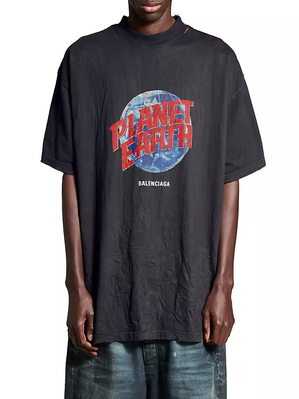 Planet Earth Black Oversized T-shirt