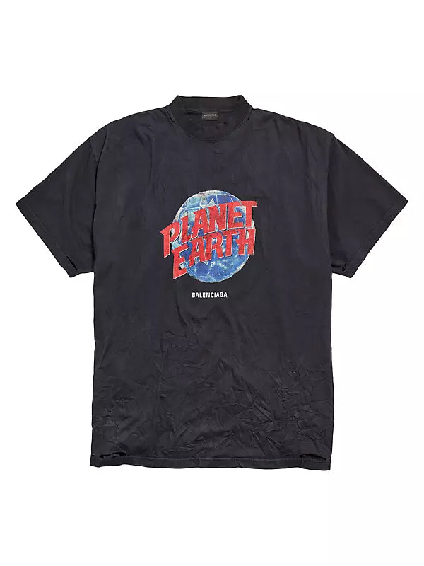 Planet Earth Black Oversized T-shirt