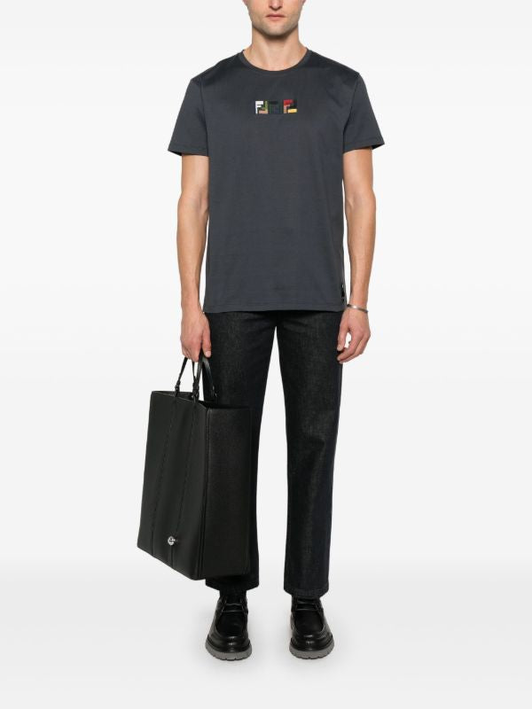 Dark Gray T-shirt with Triple FF Embossed Embroidery