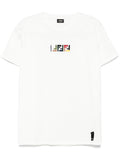 White T-shirt with Triple FF Embossed Embroidery