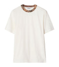 Check Trim White Cotton T-shirt