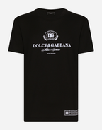 Black Cotton T-shirt with Logo Print